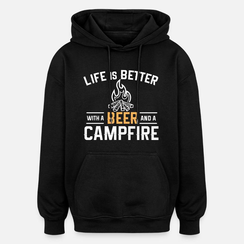 camping - Sweat à capuche oversize unisexe - noir