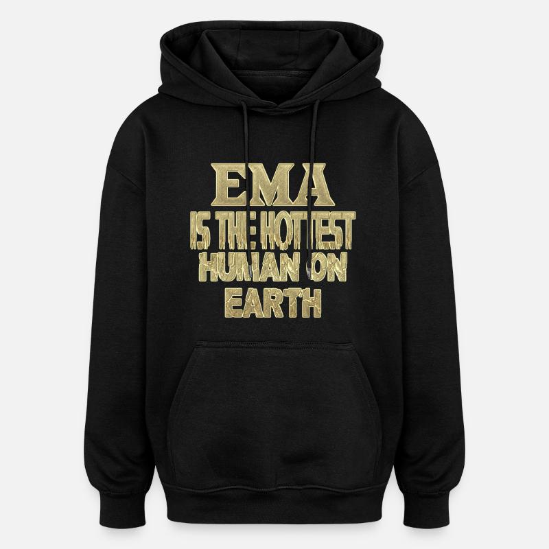 Ema - Sweat à capuche oversize unisexe - noir