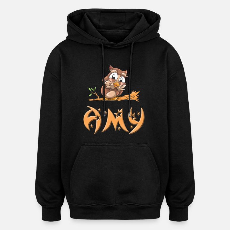 Chouette Amy - Sweat à capuche oversize unisexe - noir