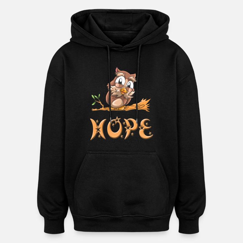 Eule Hope - Oversized Unisex Hoodie - Schwarz