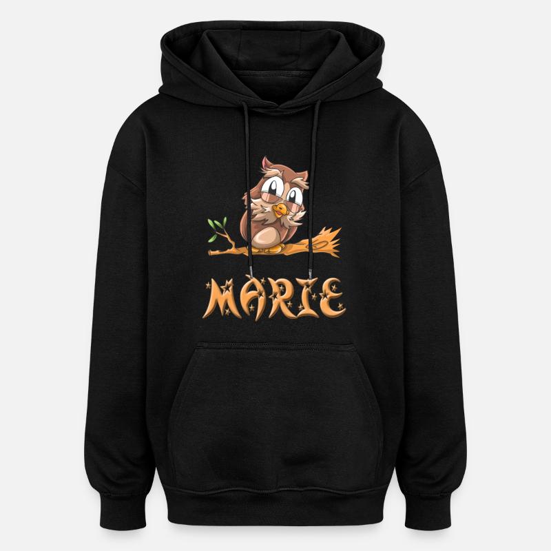Hibou Marie - Sweat à capuche oversize unisexe - noir