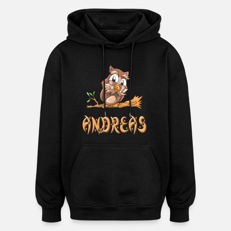Eule Andreas - Oversized Unisex Hoodie - Schwarz
