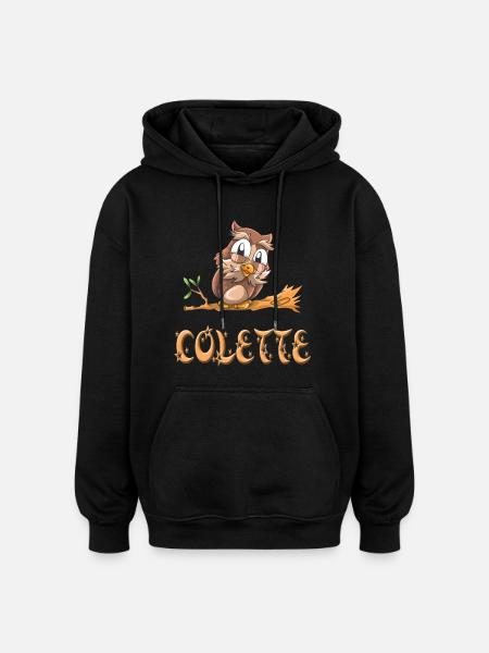 Eule Colette - Oversized Unisex Hoodie - Schwarz