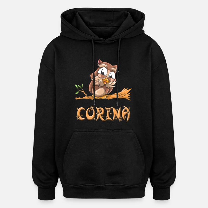 Eule Corina - Oversized Unisex Hoodie - Schwarz