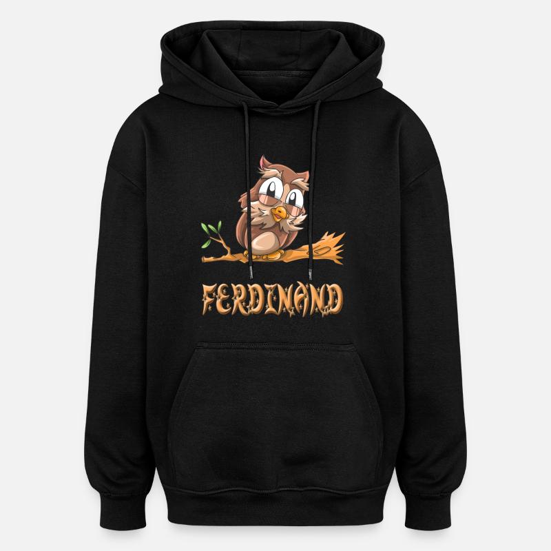 Eule Ferdinand - Oversized Unisex Hoodie - Schwarz