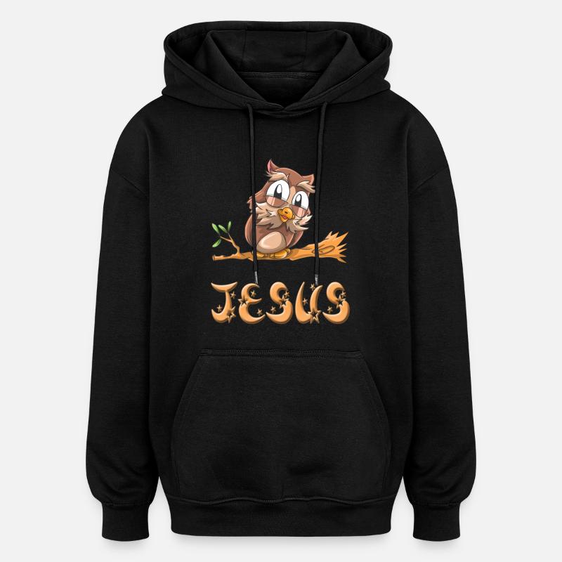 Eule Jesus - Oversized Unisex Hoodie - Schwarz