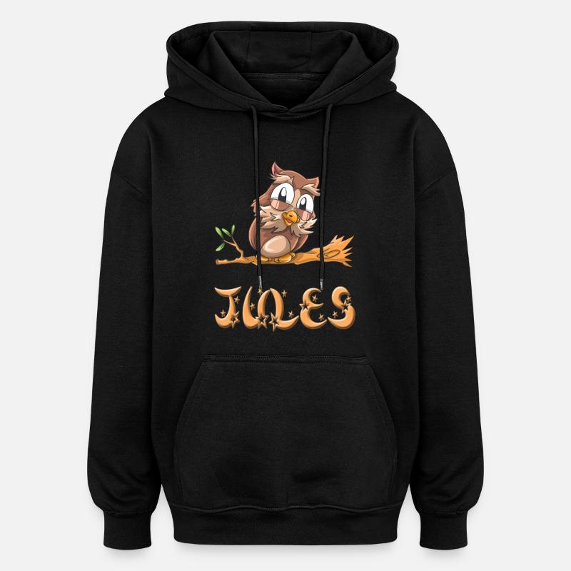 Eule Jules - Oversized Unisex Hoodie - Schwarz