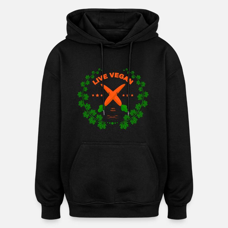 La vie végétalien 100% Nature - Sweat à capuche oversize unisexe - noir