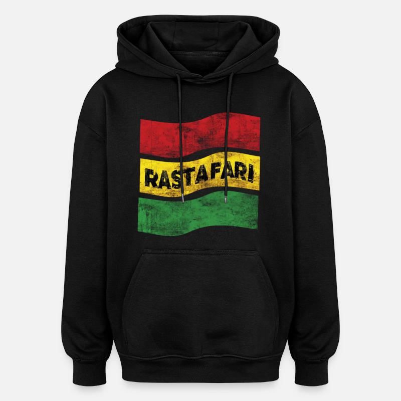 Rastafari Drapeau - Sweat à capuche oversize unisexe - noir