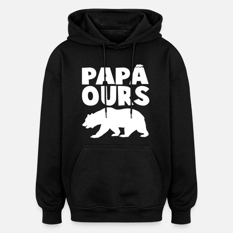 Wild papabear head in silhouette - Oversized Unisex Hoodie - black