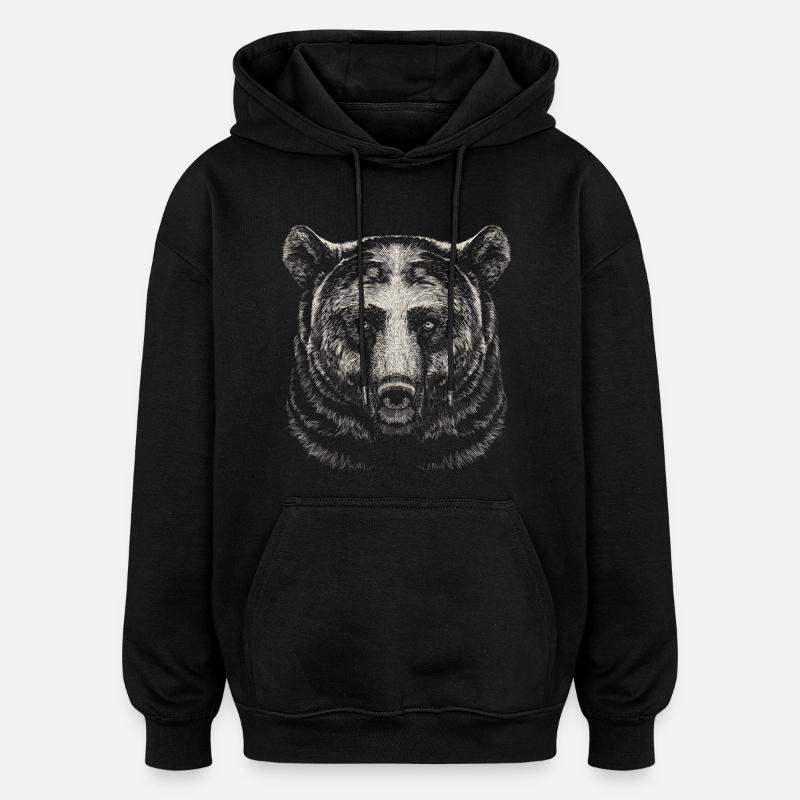 Bär - Oversized Unisex Hoodie - Schwarz