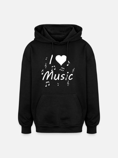 I love music - Oversized Unisex Hoodie - black