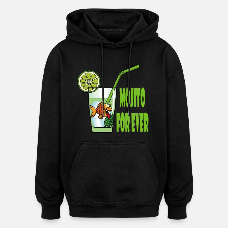 Mojito et poisson rouge - Sweat à capuche oversize unisexe - noir