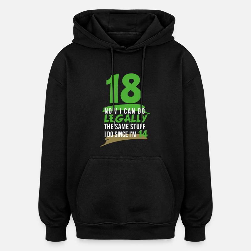 18ème anniversaire Dix-huit ans Printemps - Sweat à capuche oversize unisexe - noir
