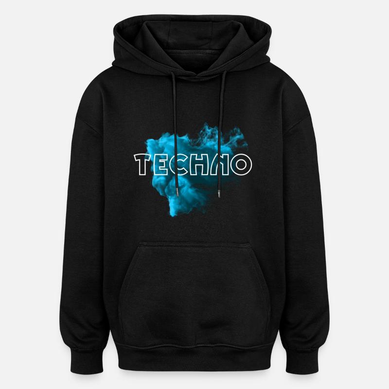 Techno - Oversized Unisex Hoodie - Schwarz