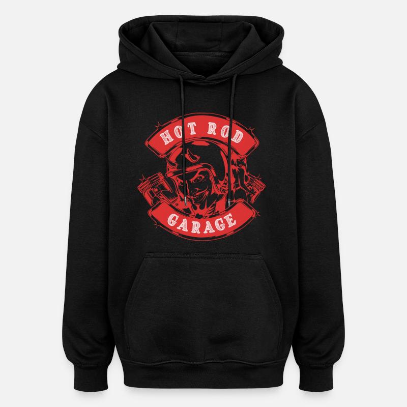 Hot Rod Garage V8 - Sweat à capuche oversize unisexe - noir