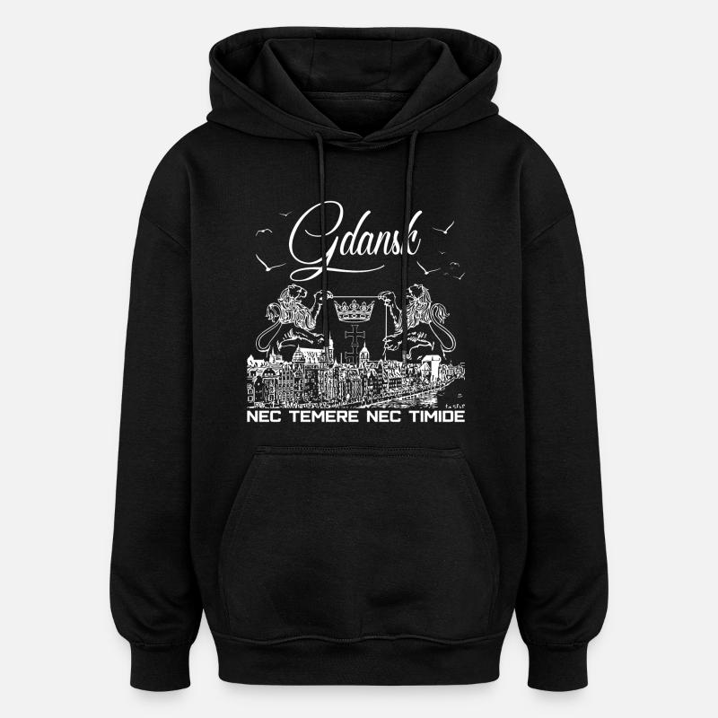 Gdansk - Sweat à capuche oversize unisexe - noir