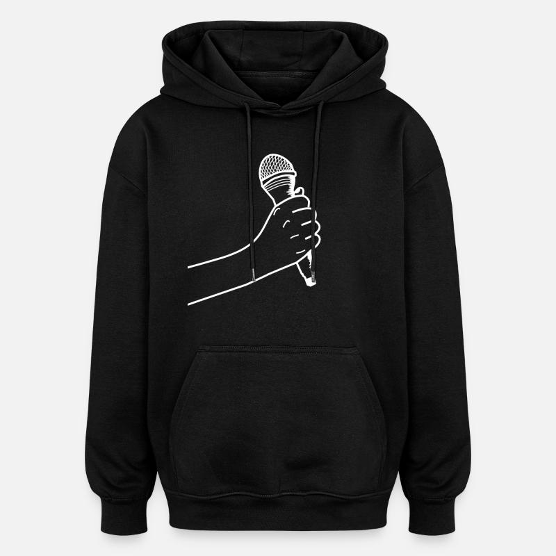 Hand mit Mikrofon - Oversized Unisex Hoodie - Schwarz