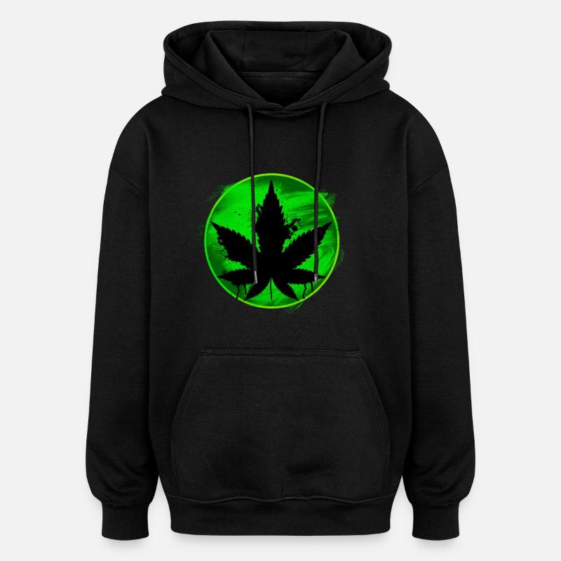 feuille de cannabis - Sweat à capuche oversize unisexe - noir