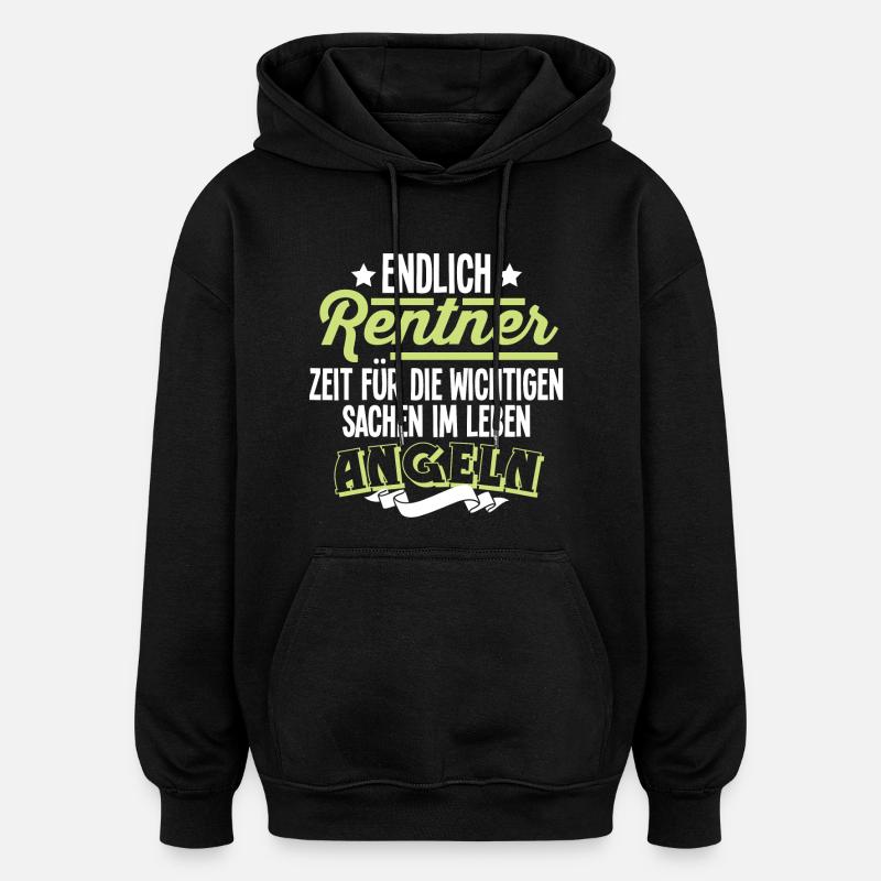 Rentner Angeln - Oversized Unisex Hoodie - Schwarz