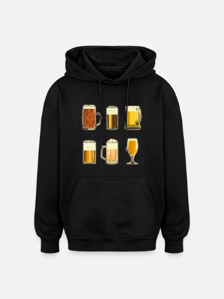 Bières - Sweat à capuche oversize unisexe - noir