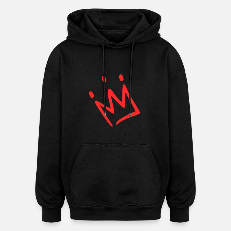 Couronne rouge - Sweat à capuche oversize unisexe - noir