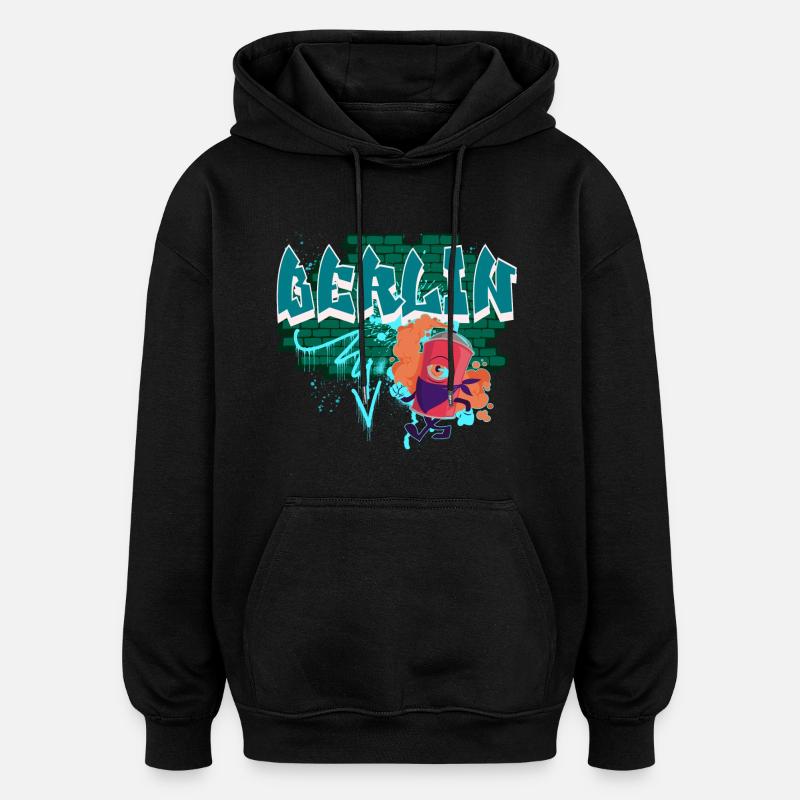 Graffiti de Berlin - Sweat à capuche oversize unisexe - noir