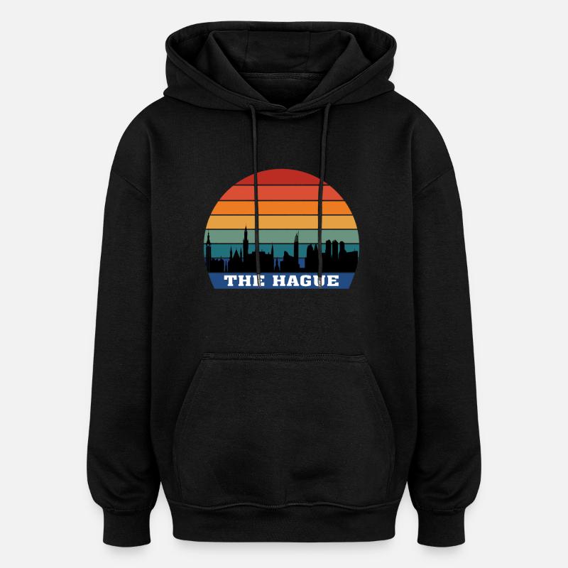 La Haye Skyline Silhouette Souvenir Pays-Bas - Sweat à capuche oversize unisexe - noir