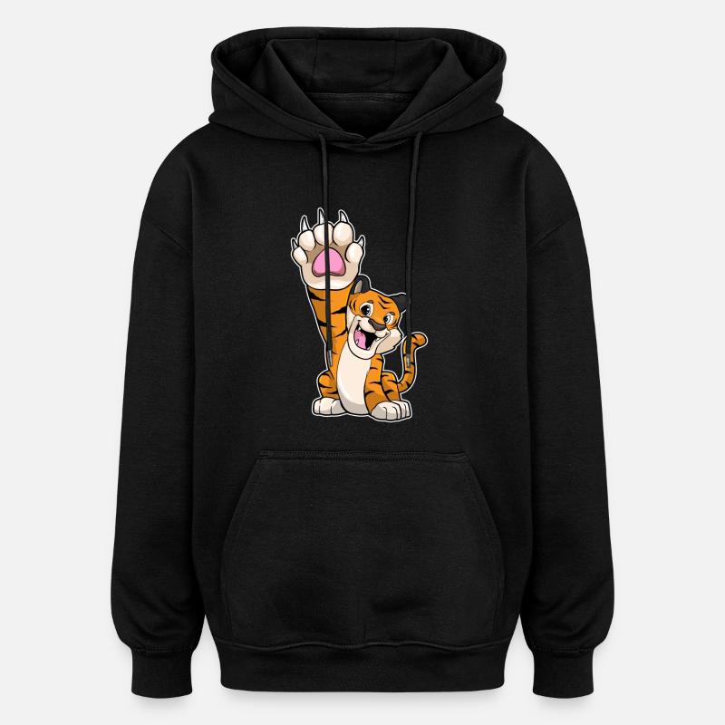 Tiger lustig High five - Oversized Unisex Hoodie - Schwarz