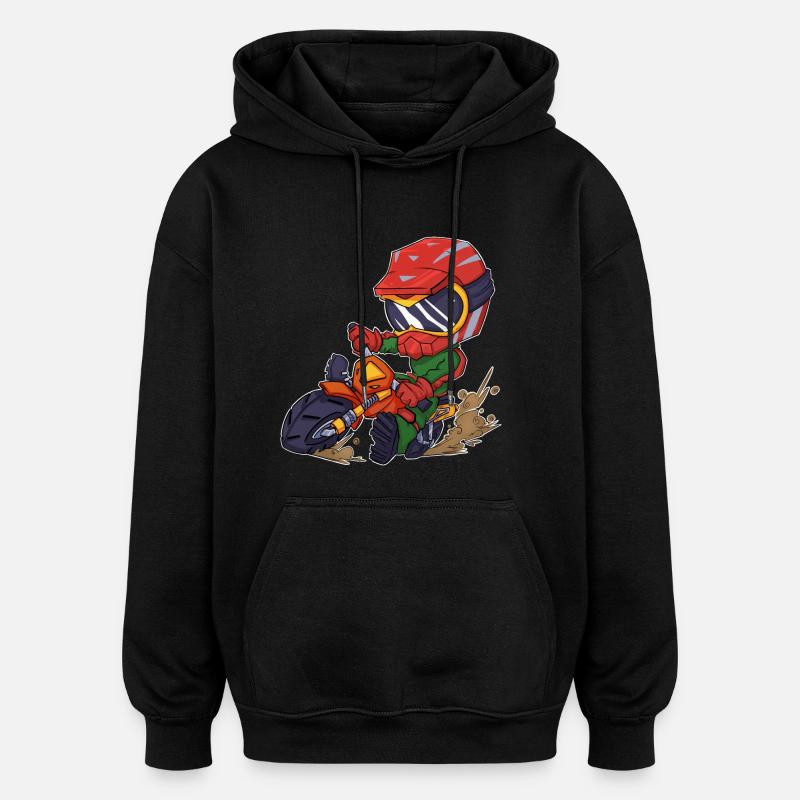 Motocross - Sweat à capuche oversize unisexe - noir