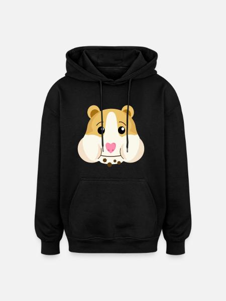Émoticône emoji drôle bébé hamster cochon d'Inde - Sweat à capuche oversize unisexe - noir