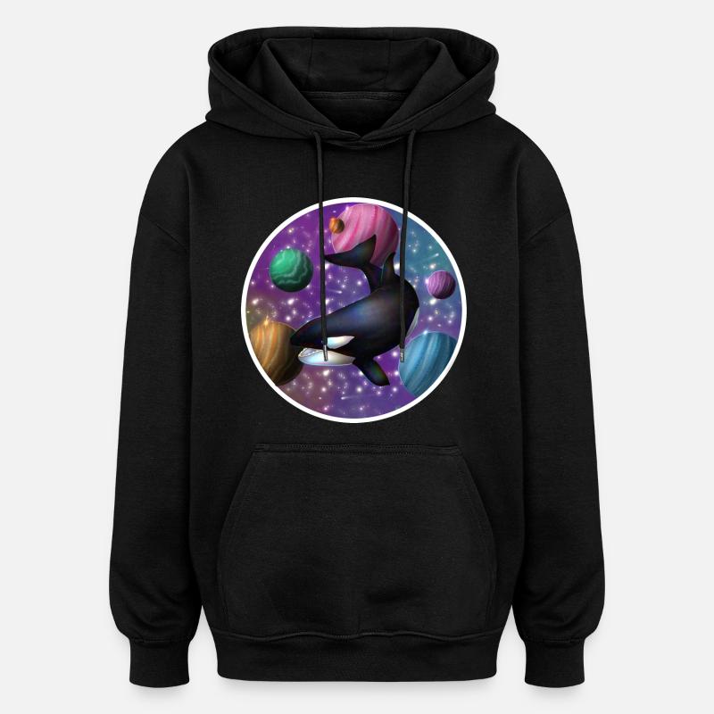 Orca im Raum - Oversized Unisex Hoodie - Schwarz