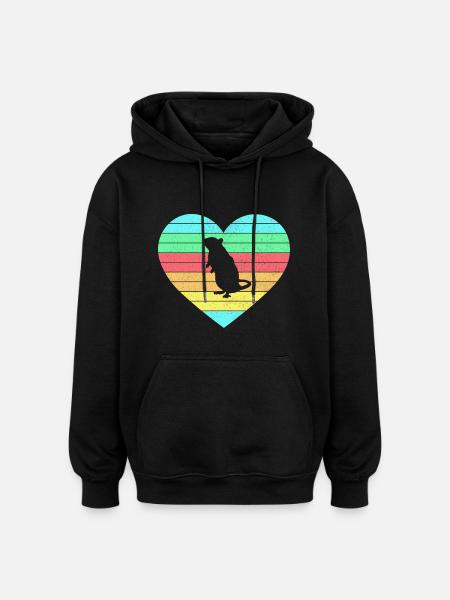 Mouse heart design with rainbow / gift - Oversized Unisex Hoodie - black
