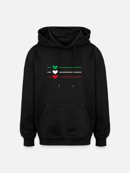 Iran Flag Heart - Oversized Unisex Hoodie - black
