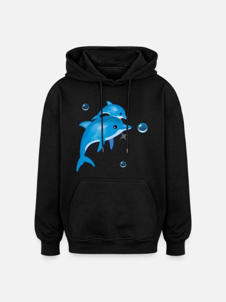 Dolphin - Oversized Unisex Hoodie - black