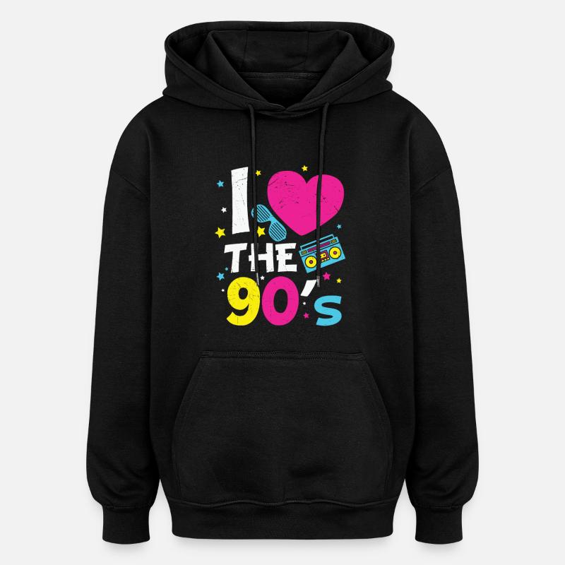 1990's 90S Heart The Nineties - Sweat à capuche oversize unisexe - noir