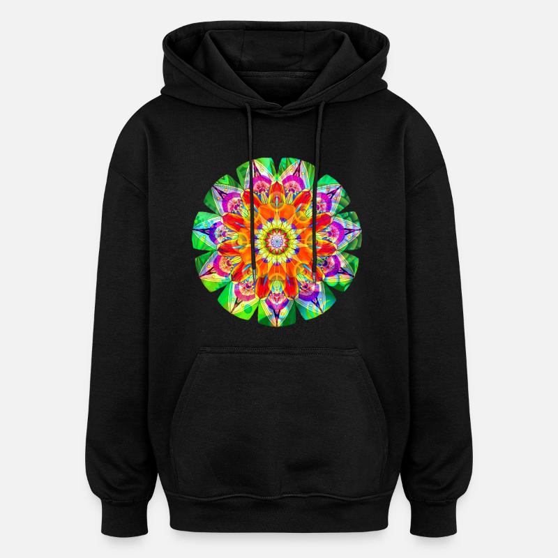 Farbenfrohes hippes Mandala - Oversized Unisex Hoodie - Schwarz