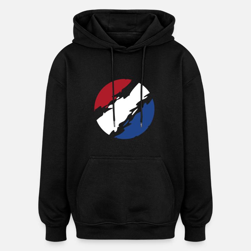 Pays-Bas Drapeau Drapeau Cercle - Sweat à capuche oversize unisexe - noir