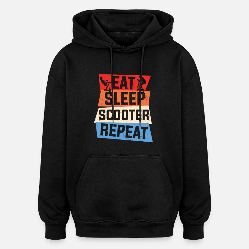 Scooter Citat Äta Sömn Scooter Upprepa - Oversized luvtröja unisex - svart