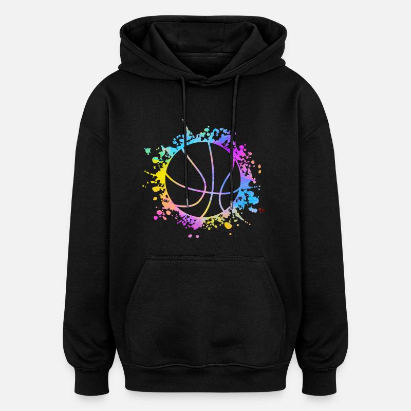 Basketball Farbspritzer Farbklecks - Oversized Unisex Hoodie - Schwarz