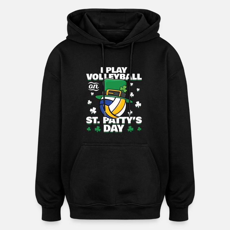 St. Patrick's Day Volleyball - Oversized Unisex Hoodie - black