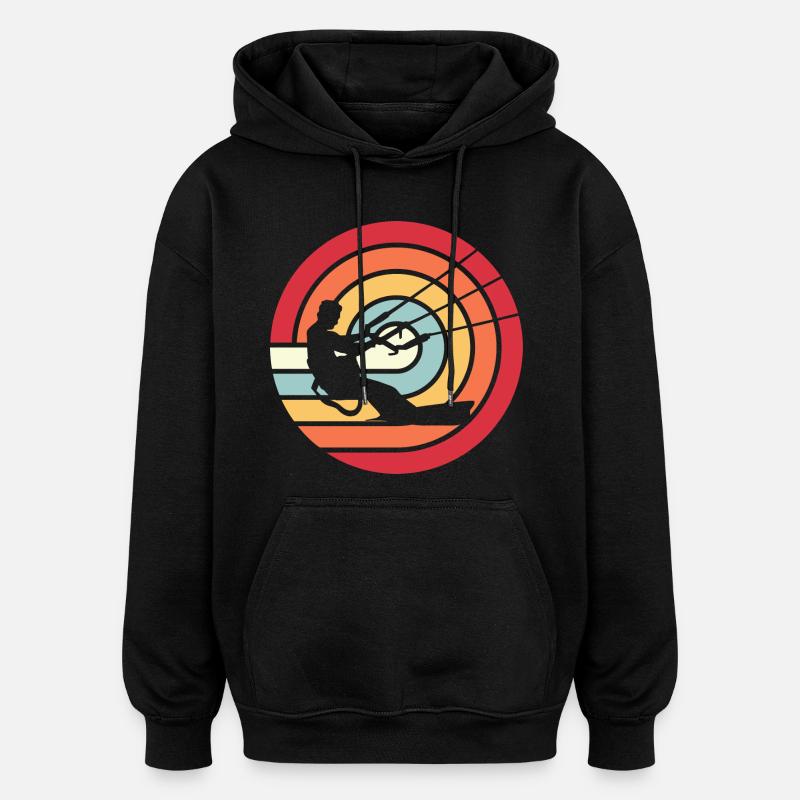 Kitesurfen Kitesurf Kitesurfer Kiteboard Retro Vin - Sweat à capuche oversize unisexe - noir