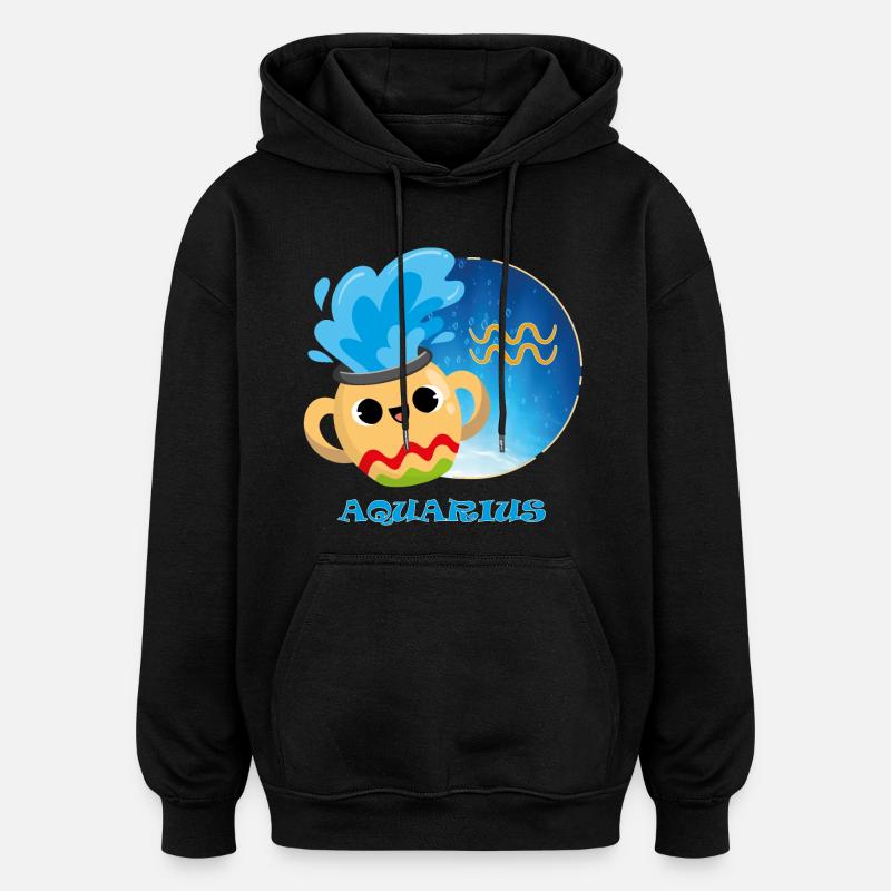 Signe du zodiaque Verseau - Sweat à capuche oversize unisexe - noir