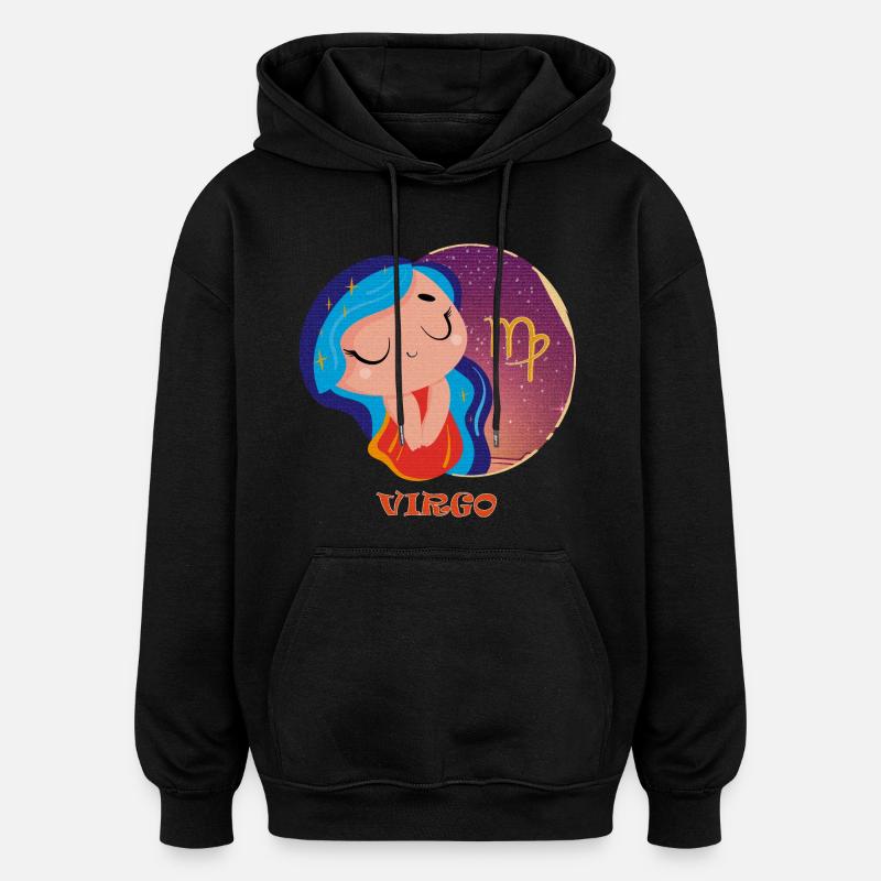 Signe du zodiaque Vierge - Sweat à capuche oversize unisexe - noir