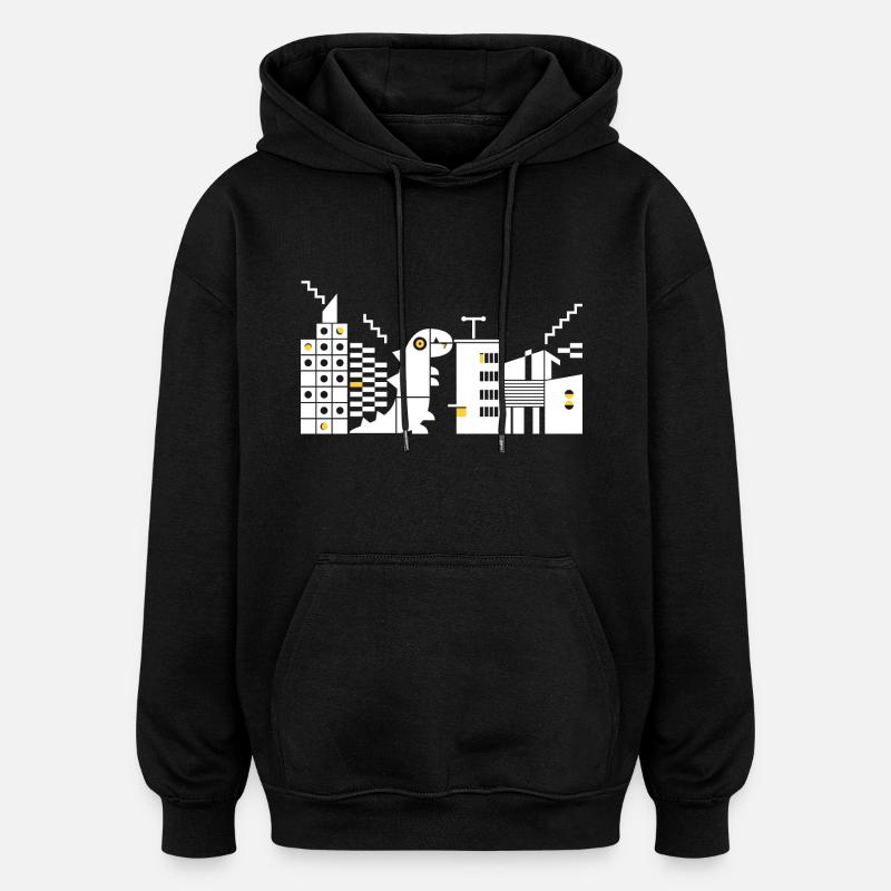 Monster rencontre Bauhaus L White - Sweat à capuche oversize unisexe - noir