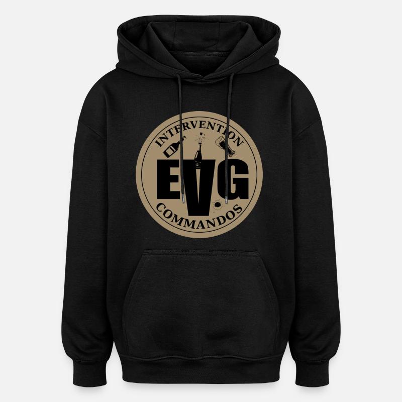 EVG - Sweat à capuche oversize unisexe - noir