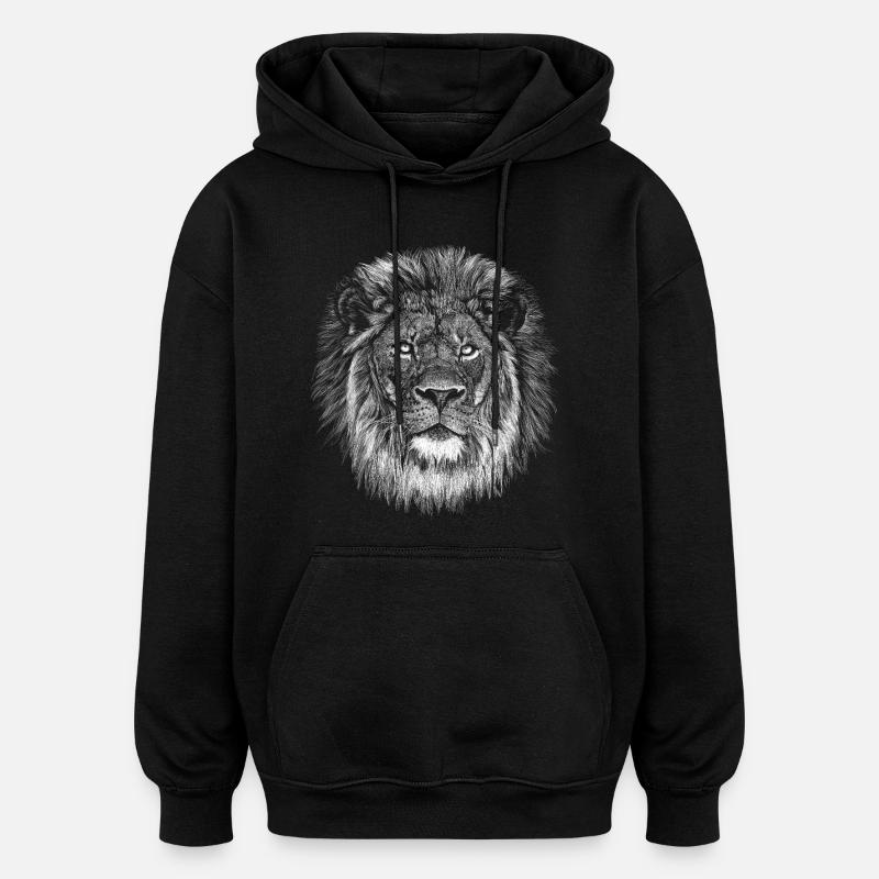 Lion - Sweat à capuche oversize unisexe - noir