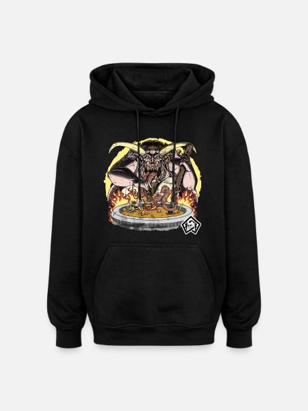 Kog, kok, kok, suppegryde, helvede - Oversize unisex hoodie - sort