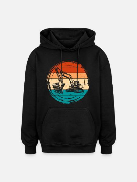 Excavatrice - Sweat à capuche oversize unisexe - noir