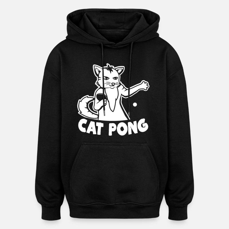 Chat de ping-pong - Sweat à capuche oversize unisexe - noir